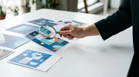 Vue d'ensemble d'un flyer publicitaire professionnel avec une hiérarchie visuelle optimale et des éléments de design stratégiques