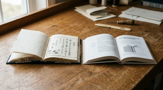 Comparaison visuelle entre une reliure japonaise et un dos carré collé montrant leur résistance respective