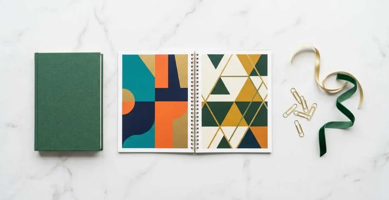 Vue plongeante sur bureau avec calendrier élégant et matériel de planification festif