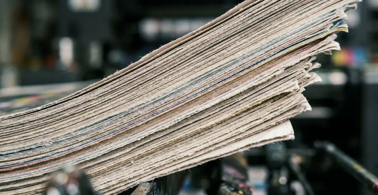 Vue macro de feuilles de calage empilées montrant la différence de volume de papier gaspillé