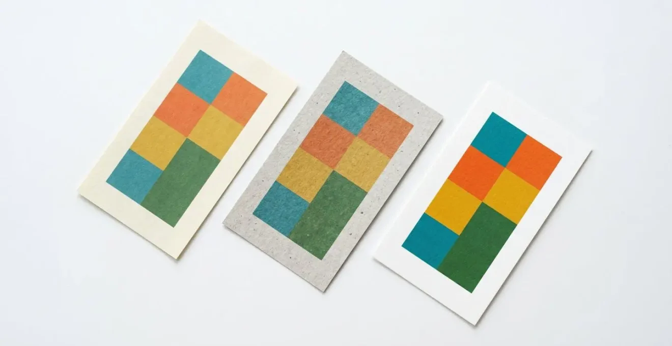 Comparaison visuelle du rendu d'une même encre végétale sur trois types de papiers différents